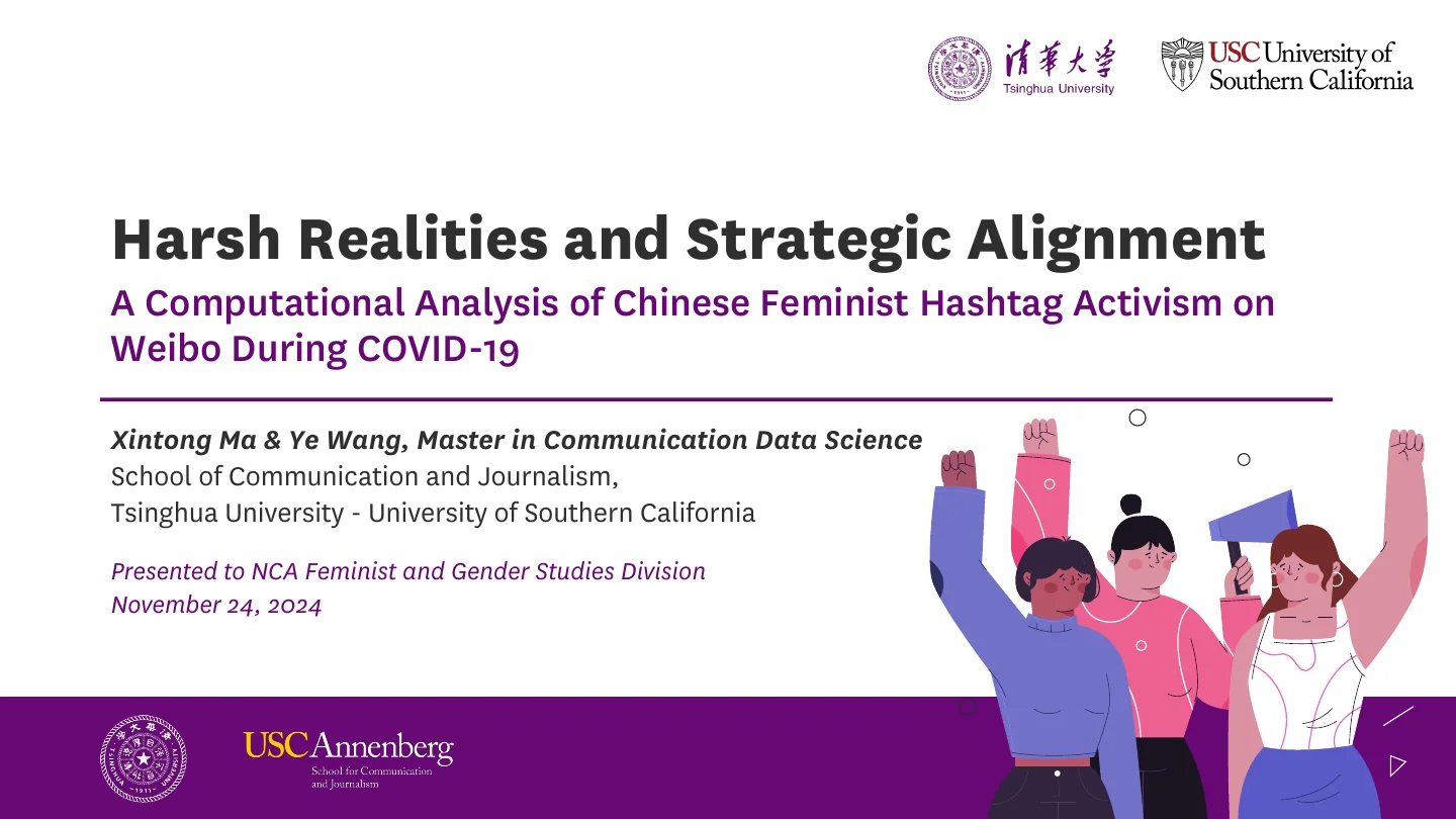 Title slide of the NCA 2024 feminist hashtag activism presentation